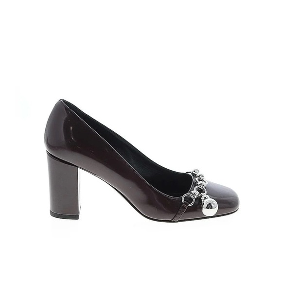 Longchamp Shoes - Elegant Burgundy Heels with Silver Accents